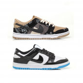 Kit 2 Pares Dunk Low Branco Preto Verniz E Cactus Jack